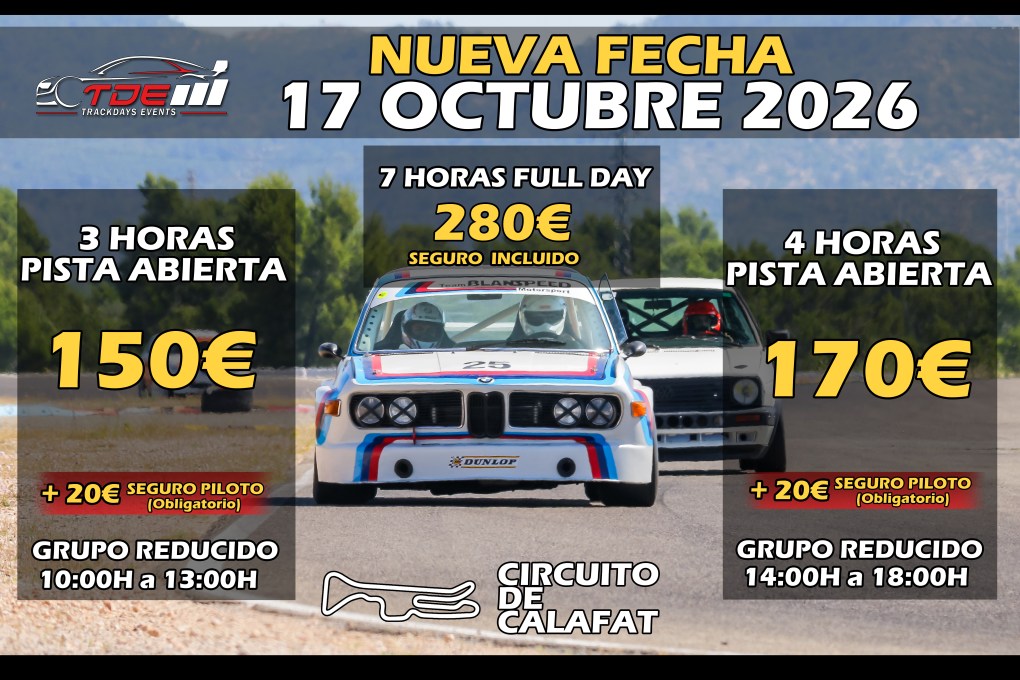 Trackday Castellolí 8 noviembre 2026 – horario tarde 3